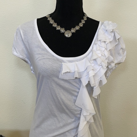INC White Ruffle Top Size XL - Picture 2 of 6